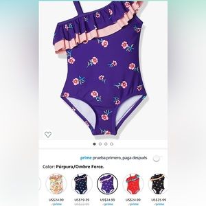 Kanu Surf Morgan Floral - One-piece, one-shoulder swimsuit for girls